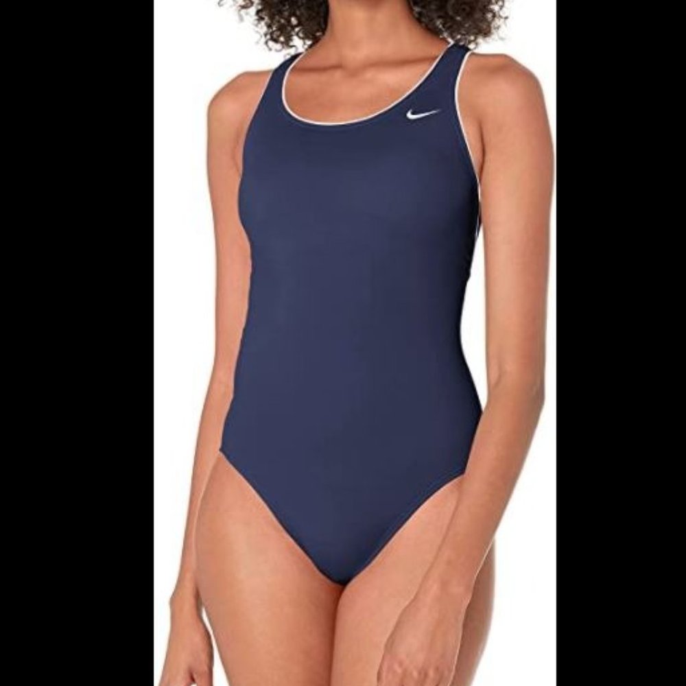 Nike Women's Solid Powerback One Piece Swimsuit NWT L